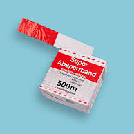 Afzetband  500 meter lang, 8 cm breed. Rood - Wit.   Trekvast versterkt